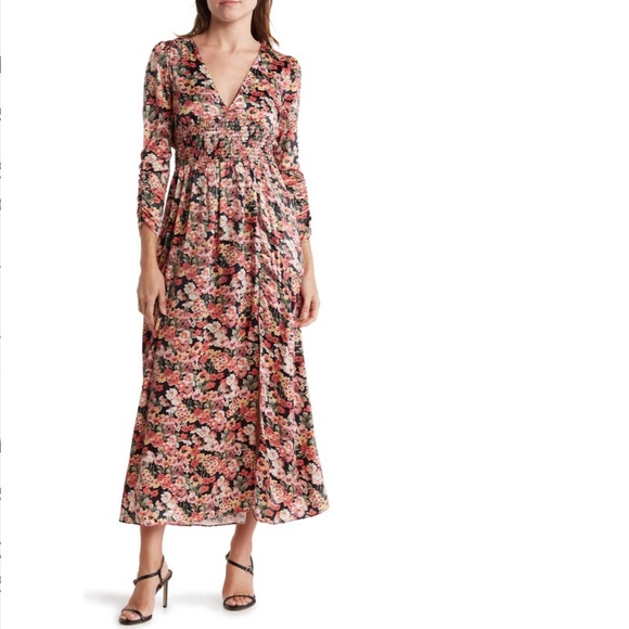 NSR Dresses & Skirts - NSR Valerie Long Sleeve Dress In Coral Multicolor - New With Tag - Reemoly